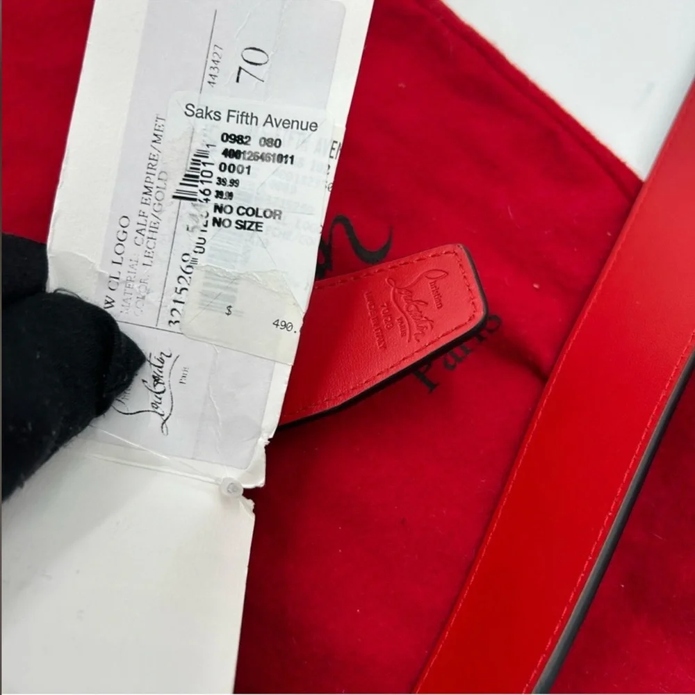 Women’s Christian Louboutin CL logo grain leather belt size 70 cm/28 inch NWT - Picture 3 of 8